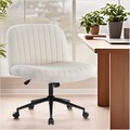 Ergonomischer Teddy-Stoff-Bürostuhl ohne Armlehnen mit 360° Rollen und Höhenv...