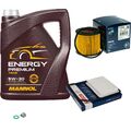 BOSCH Inspektionspaket 5 L MANNOL Energy Premium 5W-30 für Daihatsu Materia M4_