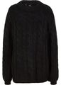 Oversize-Pullover mit Zopfmuster Gr. 36/38 Schwarz Damen Langarm Sweater Neu