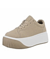 Plateau-Sneaker, Beige Wildleder-Optik, Plateausohle, 