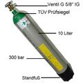 Pressluft Druckluft Flasche 10l, 300 bar,10J Tüv + Standfuß  Paintball Gotcha