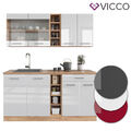 Küchenzeile Küchenblock Einbauküche R-Line Single Eiche Hochglanz 160 cm Vicco