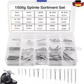 150-tlg Splinte Sortiment Gerade Sicherungssplinte Splint Set Sicherungsstifte