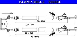 ATE HANDBREMSSEIL HINTEN PASSEND FÜR FORD FOCUS | 24.3727-0664.2