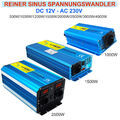 1000W 2000W 3000W 4000W Reiner Sinus Wechselrichter 12v 230v Spannungswandler EU