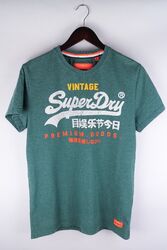 Herren-T-Shirt Superdry kurzärmelig lässig grün Baumwollmischung Pullover Größe M