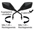 Spiegel SET Spiegelset universal für Roller M8 Gewinde beidseitig rechts