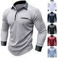 Herren Langarmhemd Poloshirt Longsleeve Sweatshirt Pullover Freizeitshirt Slim