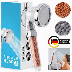 Handbrause Duschkopf Wassersparend mit Ionen Filter Mineralsteine 3 Strahlarten