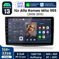 Für Alfa Romeo Mito 2008-2019 Autoradio Carplay GPS Navi WIFI BT DAB+ SWC 1+32GB