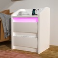 1/2er Set Nachttisch mit LED Beleuchtet Beistelltisch Nachtschrank Nachtkommode