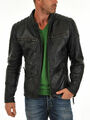 Trendige Herren Echt Lammleder Leder Stilvolle Schwarz Biker Jacke Motorrad M...