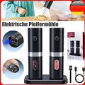 2*Pfeffermühle Elektrische Salz und Pfeffermühle USB Aufladbar Gewürzmühle Profi