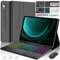 Hülle mit QWERTZ Tastatur Maus Für Samsung Galaxy Tab S9 FE 10,9" S9 S8 S7 11"