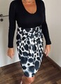 Hochwertige Kleid von Marc Cain gr.38/M n3 Schwarz/ Blaugrau Stretch / Gürtel