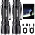 Taschenlampe Led Aufladbar 2Pack, Superhelle Zoombare 3000 Lumen Mini Torch m...