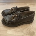 Paul Green Slipper 37,5 4,5 Schwarz Lack Leder Schnalle Loafer Mokassin 