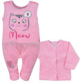 NEU Baby Mädchen Set 2-teilig Strampler + Shirt Gr. 56 62 68 Katze pink