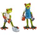 2er Set Dekofiguren Frösche Hausputz Raumpfleger H. 15cm Formano Froschhausen