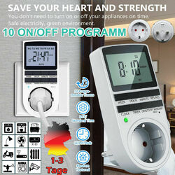Digitale Zeitschaltuhr 3680W Zeitschalter Steckdose Timer Mit-2,1" LCD-Display