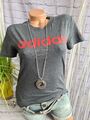 Adidas Shirt T-Shirt Sport Kurzarm grau Logo Aufdruck Gr. S Damen (9 350)