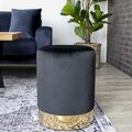 Eleganter Hocker CHANTAL 43cm schwarz Samt