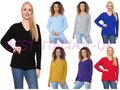 DAMEN LANGARM KABEL STRICK KABELPULLOVER DAMEN V-AUSSCHNITT WINTERPULLOVER TOP UK