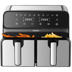 Heißluftfritteuse Fritteuse Dörrautomat Air Fryer Friteuse 4in1 Minibackofen2 Kammern: 4+4  Liter | 60min Timer | 60-200°C