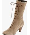 Damen Leder Stiefel beige 35 Heine Veloursleder Schnürstiefel UVP: 119€ 9.8150