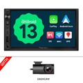 DVR+Doppel 2 DIN Android 13 Autoradio GPS Navi Bluetooth RDS CarPlay 7" IPS WiFi
