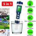 5 in 1 Digital Messgerät PH/EC/TEMP/SALT/TDS Tester LCD Pen Trinkwasser Prüfer
