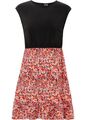 Kleid mit bedrucktem Rock Gr. 44/46 Schwarz Rot Sommerkleid Mini-Dress Neu