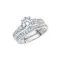 ZEEme Silver Ring Set 2-teilig 925 Sterling Silber rhodiniert Zirkonia weiß