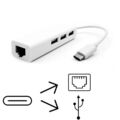 USB C auf 3 x USB A und RJ45 Ethernet Lan Adapter Hub Kabel Mac USB-C Netzwerk