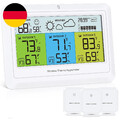 Wetterstation Mit 3 Außensensor, Digital Farbdisplay Innen Und Außen Thermometer