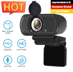 1080P HD Webcam mit Mikrofon & Sichtschutz, USB Computer Web Kamera, Plug&Play