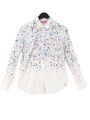 Joules Damenhemd UK 10 weiß Blumenmuster 100 % Baumwolle langärmelig Kragen Basic