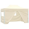 vidaXL Faltzelt Pop-Up mit 4 Seitenteilen 3 x 4,5 m Cremeweiß LIF