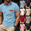 Herren Poloshirt Basic Kontrast Kragen Sommer Kurzarm Polohemd Hemden T-Shirt DE