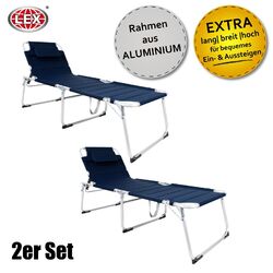 2er-Set XXL Aluminium Gartenliege Sonnenliege gepolstert Kopfkissen klappbar 2 m