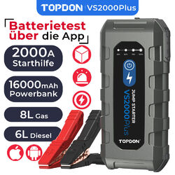 TOPDON VS2000 PLUS Auto KFZ 2000A Starthilfe Ladegerät Booster Sicher Powerbank