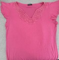 T-Shirt Tunika Oberteil kurzärmlig Gr. L/42 Kurzarm locker fallend Spitze