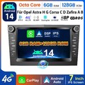 Autoradio Android14 6+128G Carplay 4G Für Opel Astra H Corsa C D Vectra Zafira B