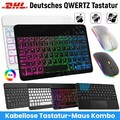 Für iPad 10/9/8/7/6/5th Air 6/5/4/th Pro 11 2024 QWERTZ Bluetooth Tastatur Maus