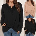 Übergröße Damen Elegant V-Neck Oberteile Tunika Langarm T-Shirt Hemd Bluse /*
