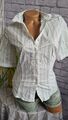 Zero Base Shirt Tunika Bluse Kurzarm Gr. 36 weiß grün gestreift (8 058) Damen