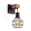 Vintage Wandleuchte Innen Dimmbar Wandlampe Industrial Flur Lampe Metall & Holz
