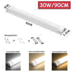 LED Feuchtraumleuchte Wannenleuchte Werkstattlampe Keller Büro 60/90/120/150cm