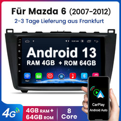 8Kern Android13 Für Mazda 6 GH GG 2007-2012 Autoradio GPS Navi 4+64GB Carplay BT