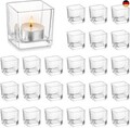 Hewory Teelichthalter Glas Teelichtgläser Windlicht: 24 Stück Teelichter Glas T